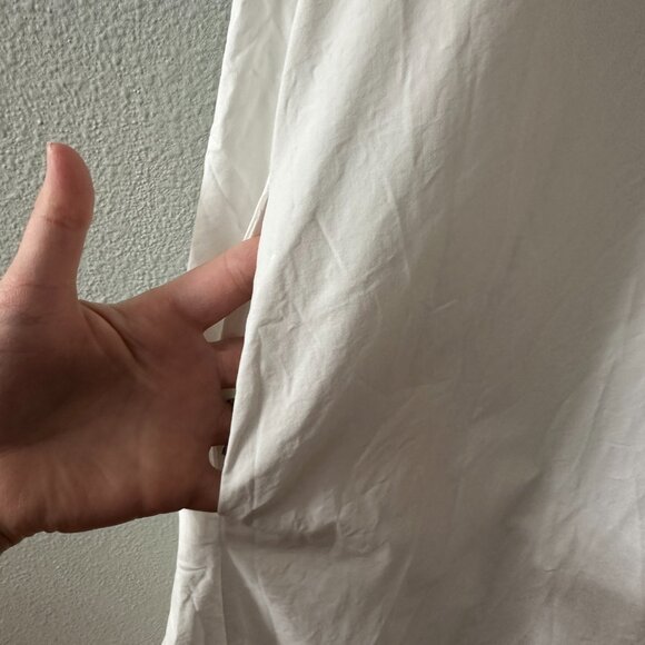 Chepe Italy White 100% Cotton Maxi Dress LARGE Flutter Sleeves Pockets - Picture 6 of 8